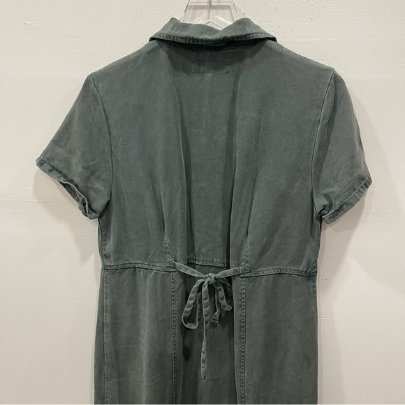 Action Wear USA Military Green Midi Dress Side Slit Small Button Front - Picture 9 of 9